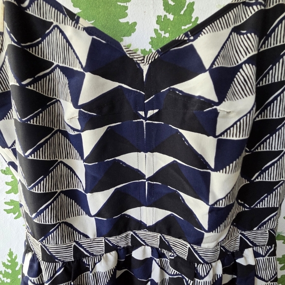 Madewell Lydia Black/Blue Triangle Trio Silk Cami Strap Dress - Picture 3 of 10